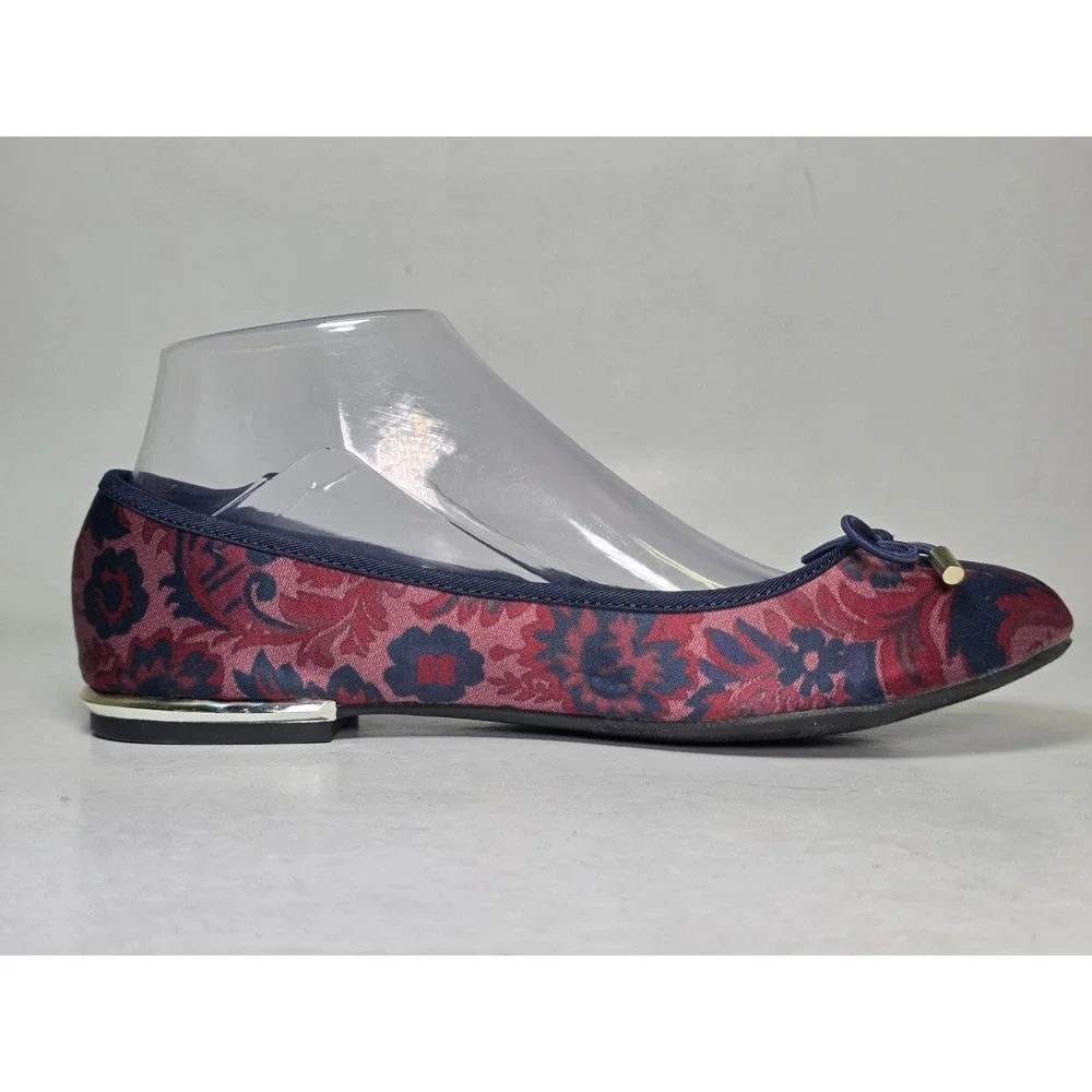 APT 9 Women's Ballets Size 7.5 M‎ Navy Red Multicolor Floral Slip On Flats Shoes